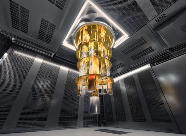 ordinateur quantique suspendu dans laboratoire